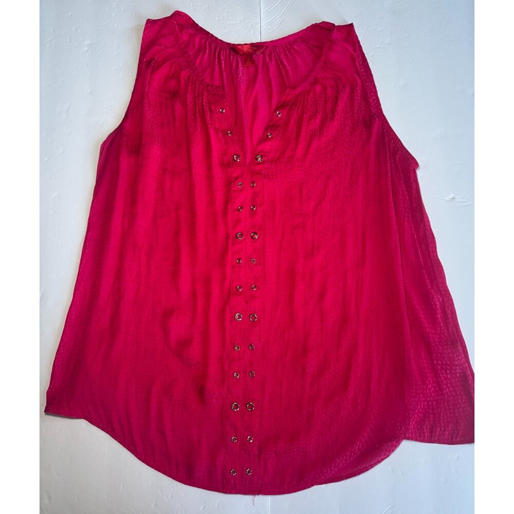Jennifer Lopez Pink Sleeveless Blouse Womens Large Studded Sheer Tunic Top